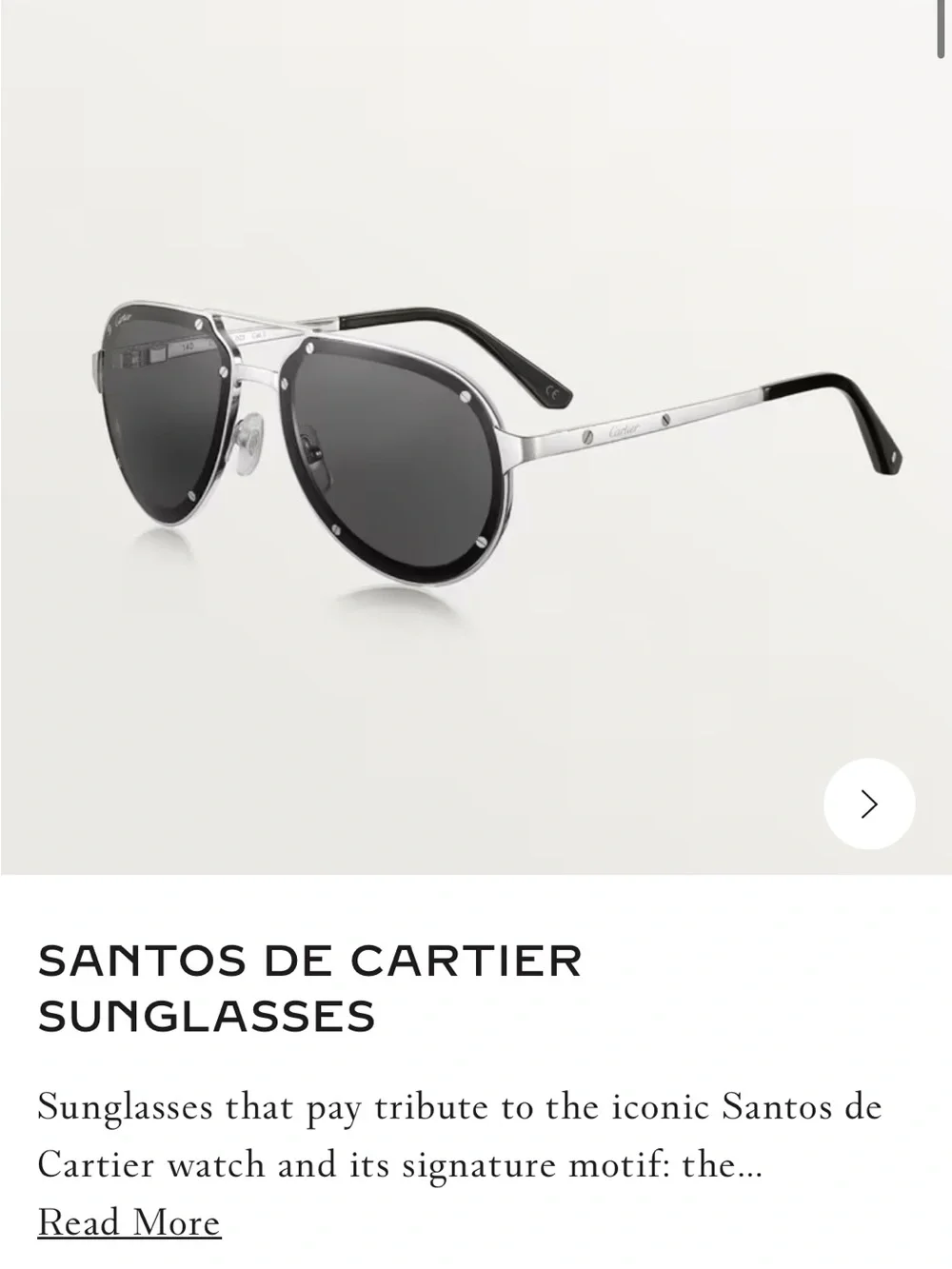 Cartier Aviator Sunglasses - Silver Frame with Black Lenses used in